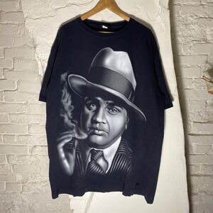 Vintage 90s Al Capone Scarface Mobster Graphic T-Shirt Black 2XL Changes